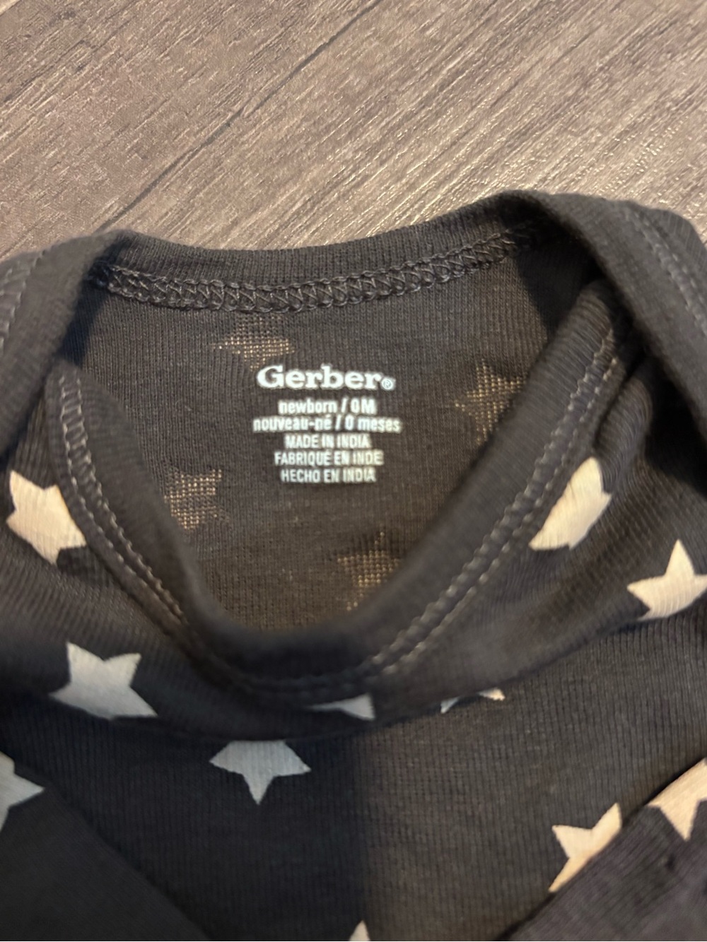 Gerber Navy Blue Long Sleeve Star Print One-Piece - Picture 2 of 2